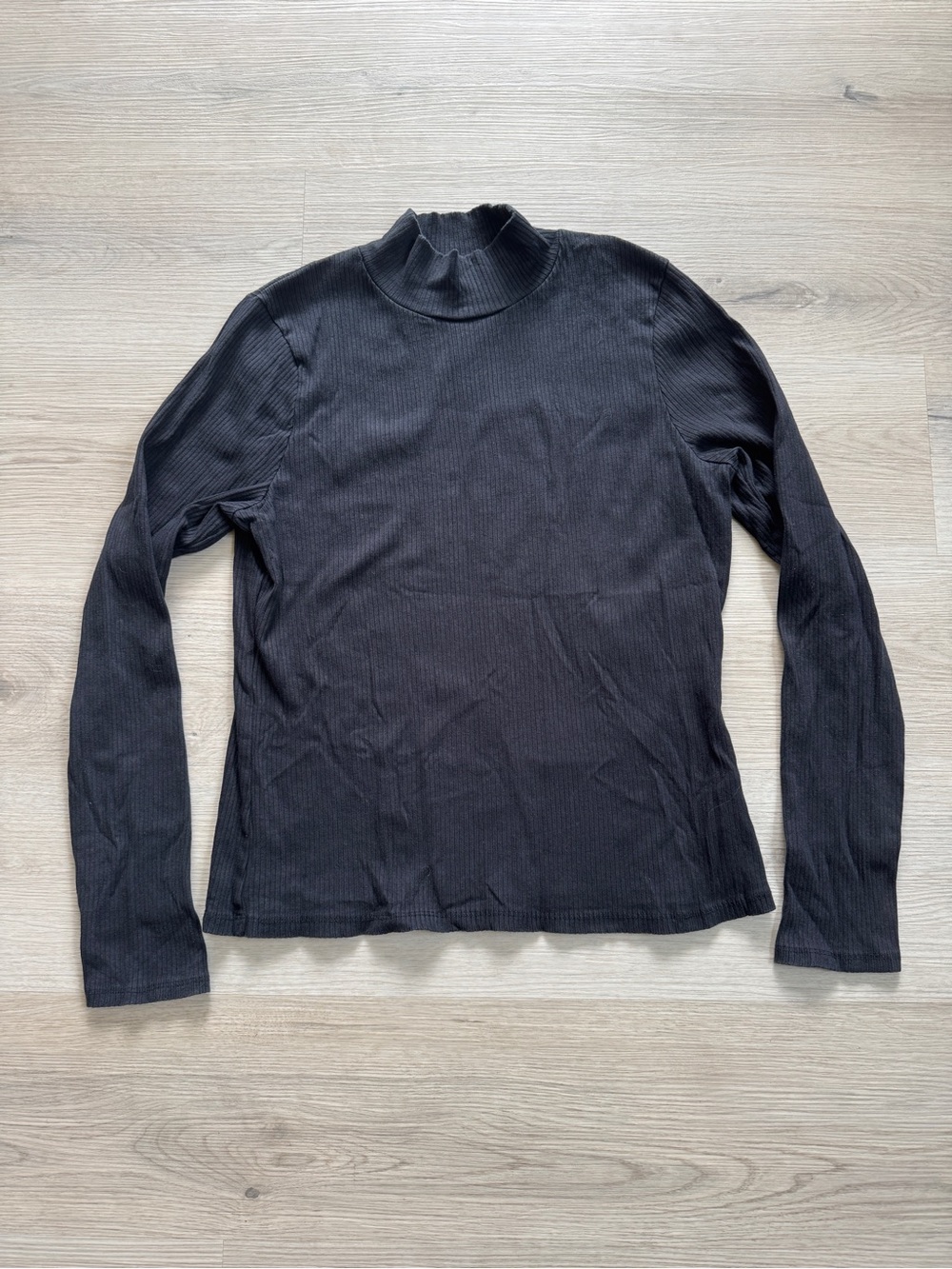 Maeve Anthropologie Black Ribbed Mock Neck long sleeve Top Women’s Large